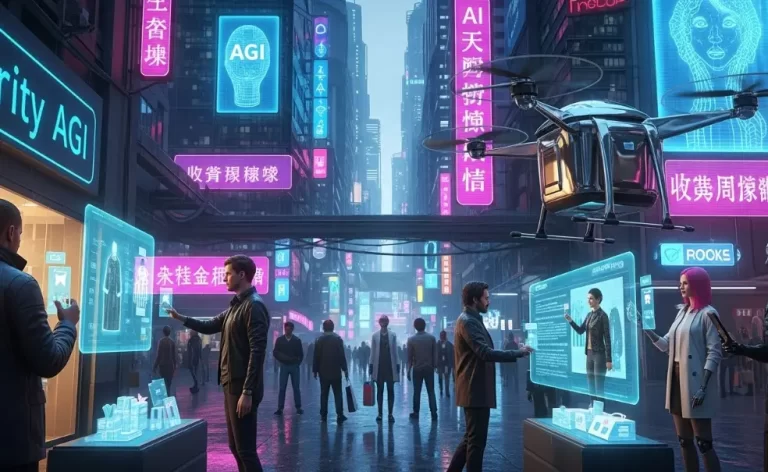 AI购物,未来感,AGI时代,科技感,赛博朋克,